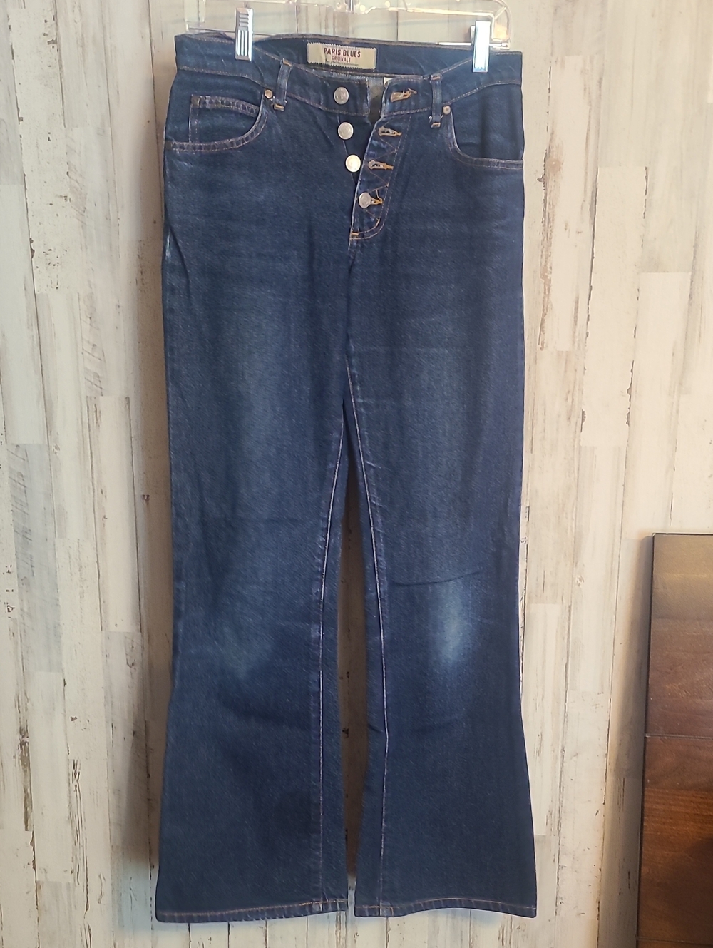 Paris Blues Dark Blue Flare Jeans with Button-Fly